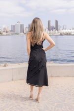  Sleeveless Ruffle Midi Dress Black