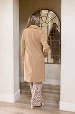  Long Sleeve Notched Lapel Long Coat Camel