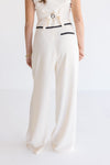 Elena Double Breasted Contrasting Edge Vest And Pants Set Cream