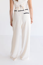 Elena Double Breasted Contrasting Edge Vest And Pants Set Cream