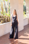 Sleeveless Halter Neckline Wide Leg Jumpsuit Black