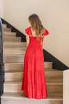 Ruffle Sleeve Maxi Dress Red