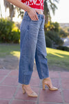 High Rise Barrel Jeans Medium Wash