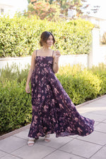 Sleeveless Floral Print Maxi Dress Brown