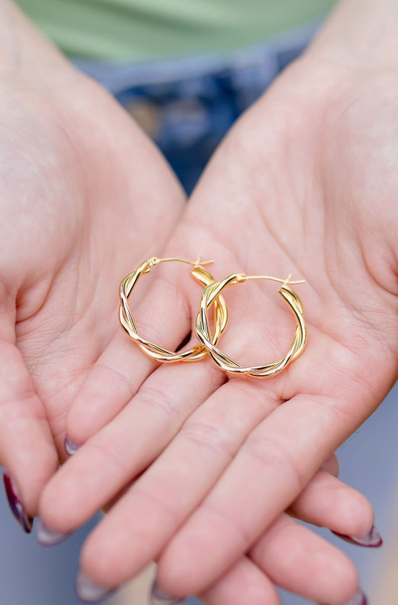 Twisted Hoop Earrings Gold