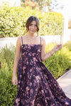 Sleeveless Floral Print Maxi Dress Brown