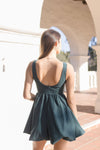 Sleeveless Boatneck Bubble Mini Dress Hunter Green