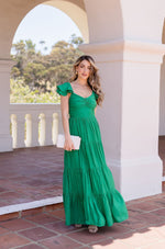  Ruffle Sleeve Maxi Dress Green