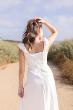 Cap Sleeve Linen Midi Dress White