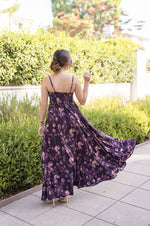 Sleeveless Floral Print Maxi Dress Brown