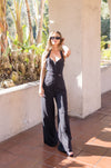 Sleeveless Halter Neckline Wide Leg Jumpsuit Black