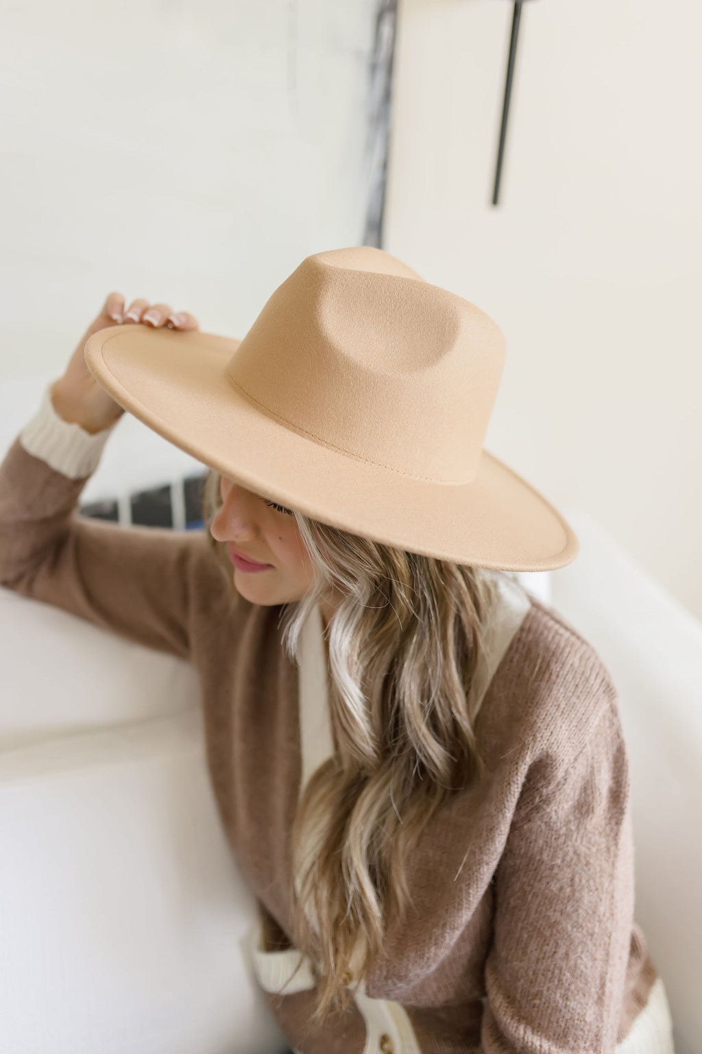 Felt Wide Brim Hat Taupe