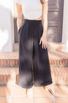  High Waist Pleated Wide Leg Pants Black