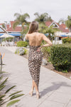 Halter Leopard Print Midi Dress Brown