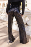 Wide Leg Sequin Pants Black