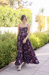 Sleeveless Floral Print Maxi Dress Brown