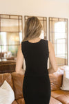 Sleeveless Knit Sweater Vest Top And Midi Skirt Set Black