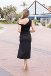 Twisted Shoulder Midi Dress Black