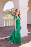  Ruffle Sleeve Maxi Dress Green