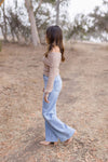 Long Sleeve Off The Shoulder Sweater Top Taupe