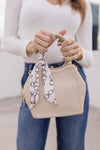 Faux Leather Top Handle Mini Purse Nude