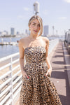 Sleeveless Leopard Print Wide Leg Jumpsuit Brown