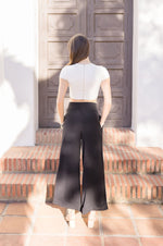 Emma High Waist Pleated Wide Leg Pants Black