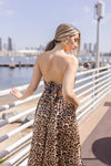 Sleeveless Leopard Print Wide Leg Jumpsuit Brown