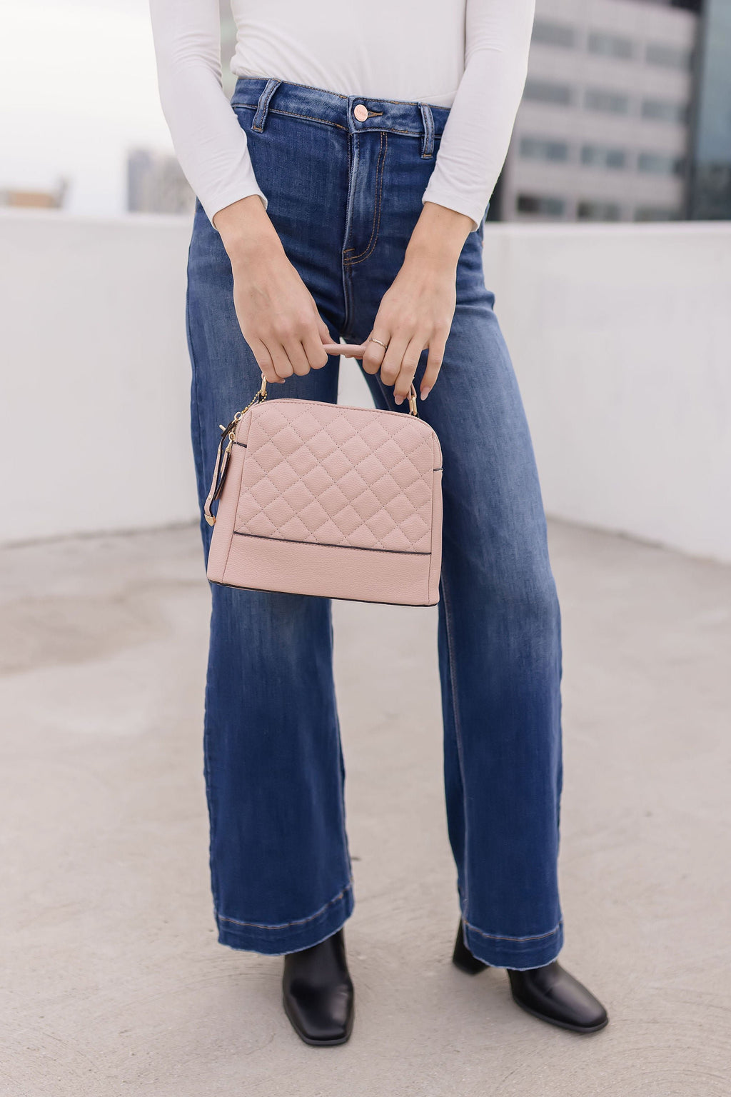 Quilted Crossbody Purse Blush