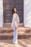 Long Sleeve Cowl Neck Fringe Cardigan Tan