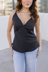 Sleeveless V Neckline Top Black