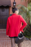 Long Sleeve Notched Lapel Blazer Red