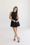 Sleeveless Boat Neck Mini Dress Black