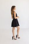 Sleeveless Boat Neck Mini Dress Black