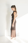 Sleeveless Textured Boatneck And Maxi Skirt Set Brown