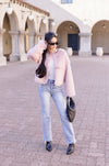 Long Sleeve Faux Fur Jacket Dusty Pink