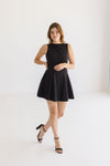 Sleeveless Boat Neck Mini Dress Black