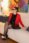 Long Sleeve Notched Lapel Blazer Red