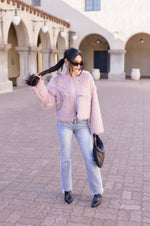 Long Sleeve Faux Fur Jacket Dusty Pink