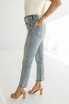  High Rise Straight Leg Cropped Jeans Light Wash