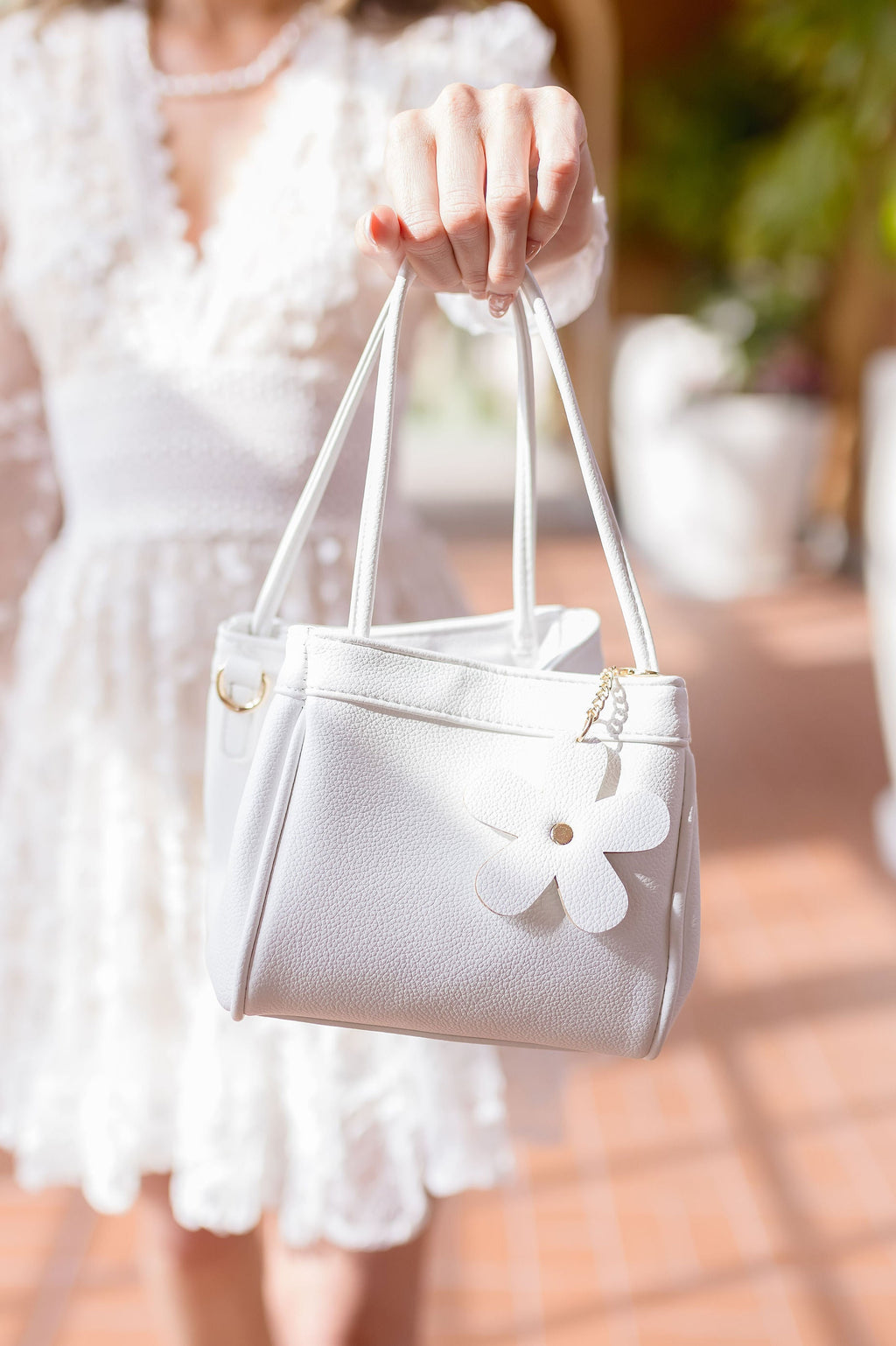 Vegan Leather Mini Tote Purse White