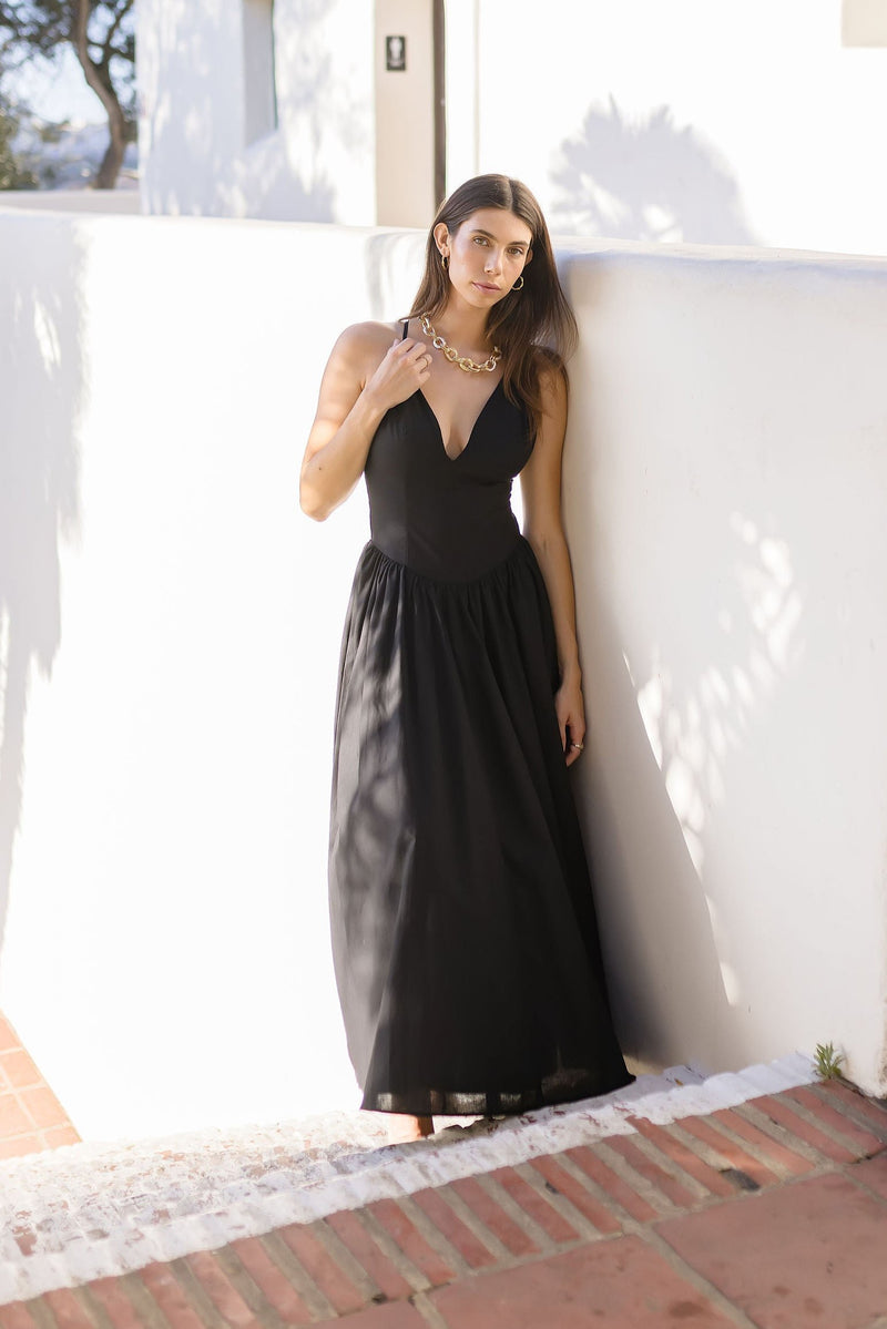  Sleeveless Cross Back Maxi Dress Black