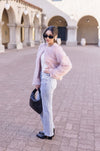 Long Sleeve Faux Fur Jacket Dusty Pink