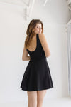 Sleeveless Boat Neck Mini Dress Black