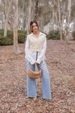 Sleeveless Cropped Knit Sweater Top Cream