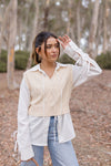 Sleeveless Cropped Knit Sweater Top Cream