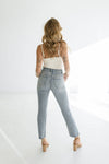  High Rise Straight Leg Cropped Jeans Light Wash