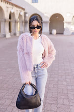 Long Sleeve Faux Fur Jacket Dusty Pink