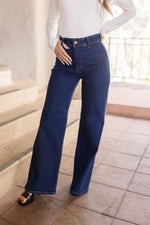 High Rise Wide Leg Jeans Dark Wash