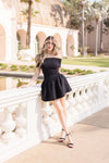 Off The Shoulder Drop Waist Mini Dress Black